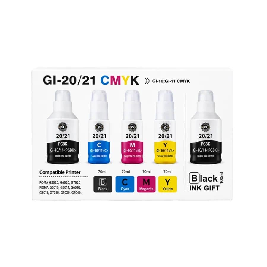 Combo Tinta X 5/#GI10 #GI11 Bk C Y M /Formulada/Canon