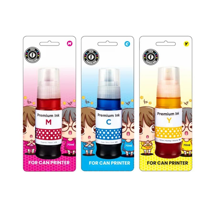 Tinta Blister/#GI-10#GI-11 M Y C /Formulada x70ML/Canon