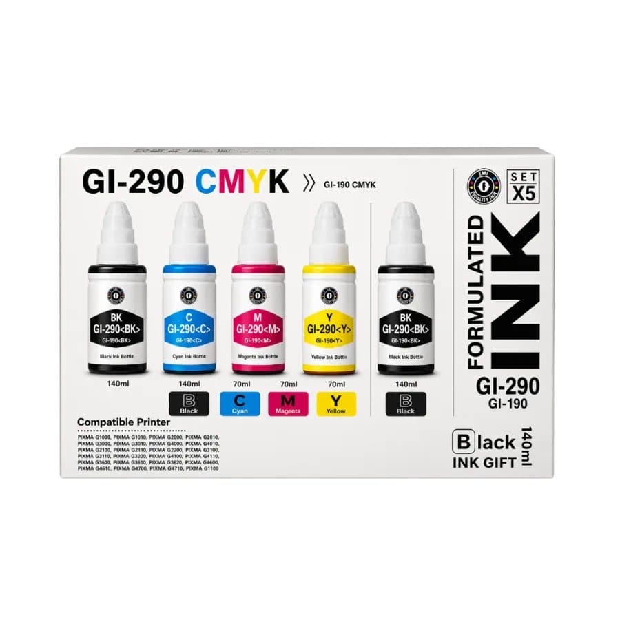 Combo Tinta /#190 bk M Y C /formulada/Canon