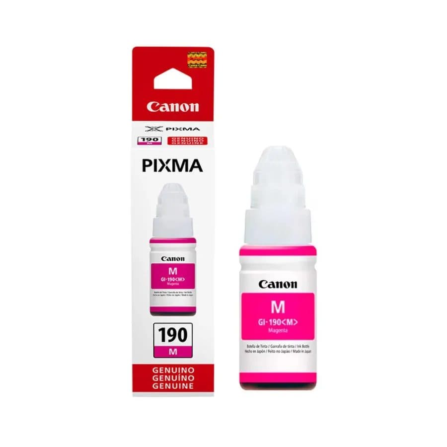 Botella Tinta Canon GI-190 Magenta 70ML TINTA CANON GI-190 MAGENTA X70ML (100% ORIGINAL)