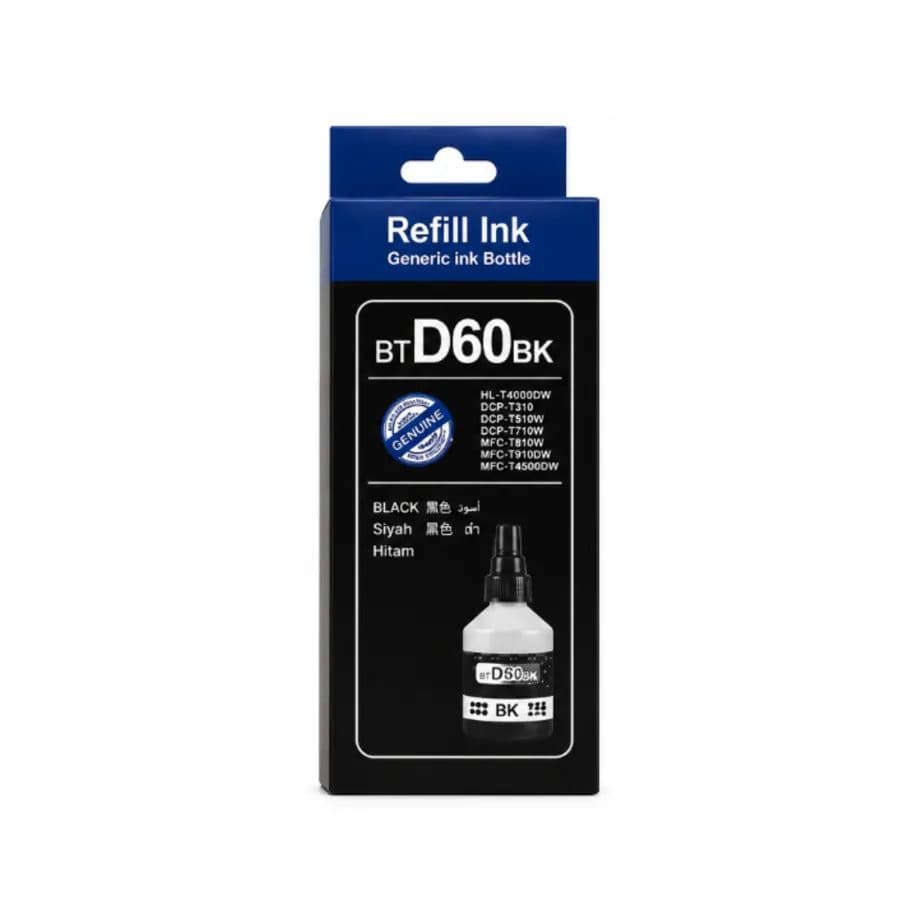 Botella Tinta Brother BTD60 Black 108ML TINTA BROTHER BLACK BTD60BK X108.0ML (100% ORIGINAL)